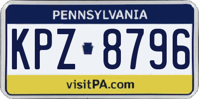 PA license plate KPZ8796