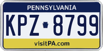 PA license plate KPZ8799