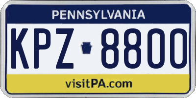 PA license plate KPZ8800