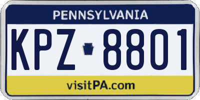 PA license plate KPZ8801