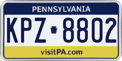PA license plate KPZ8802