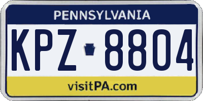 PA license plate KPZ8804