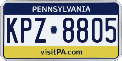 PA license plate KPZ8805