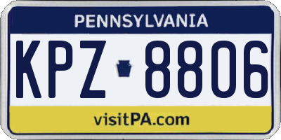 PA license plate KPZ8806