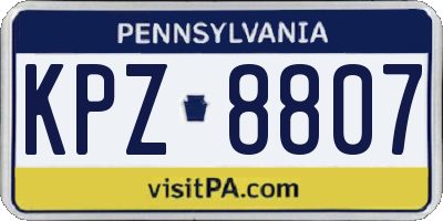 PA license plate KPZ8807