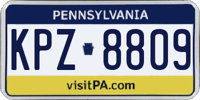 PA license plate KPZ8809