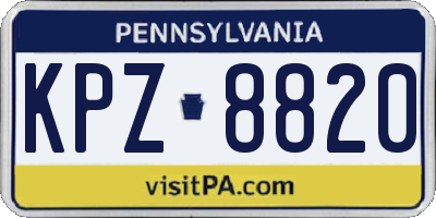 PA license plate KPZ8820