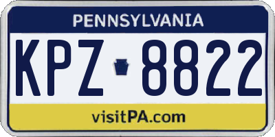 PA license plate KPZ8822