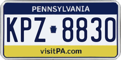 PA license plate KPZ8830