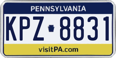 PA license plate KPZ8831