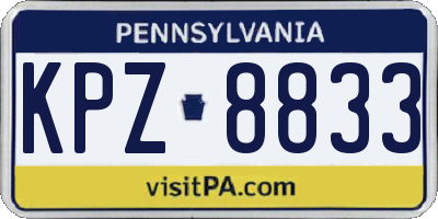 PA license plate KPZ8833