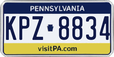 PA license plate KPZ8834
