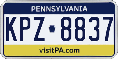 PA license plate KPZ8837