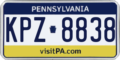 PA license plate KPZ8838