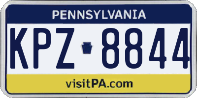 PA license plate KPZ8844