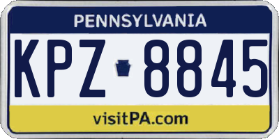 PA license plate KPZ8845