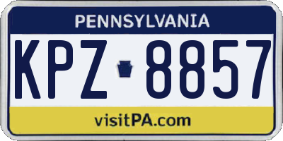 PA license plate KPZ8857