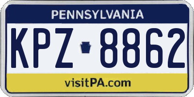 PA license plate KPZ8862