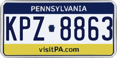 PA license plate KPZ8863