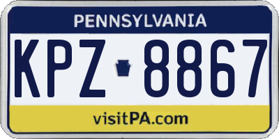 PA license plate KPZ8867
