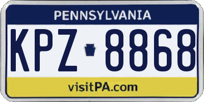 PA license plate KPZ8868