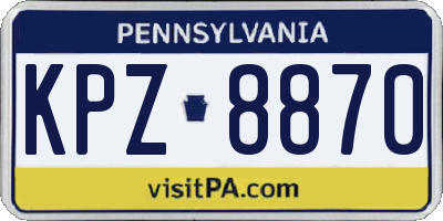 PA license plate KPZ8870