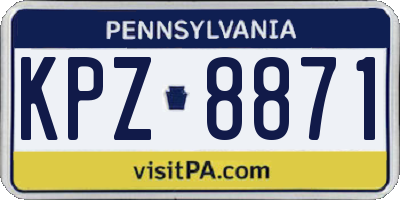 PA license plate KPZ8871