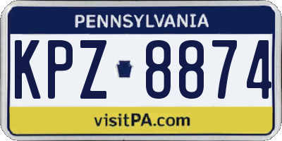 PA license plate KPZ8874