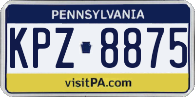 PA license plate KPZ8875