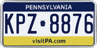 PA license plate KPZ8876