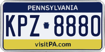 PA license plate KPZ8880