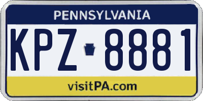 PA license plate KPZ8881