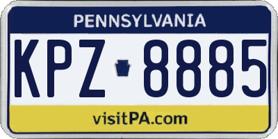 PA license plate KPZ8885