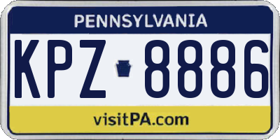 PA license plate KPZ8886