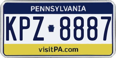 PA license plate KPZ8887
