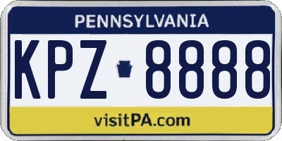 PA license plate KPZ8888