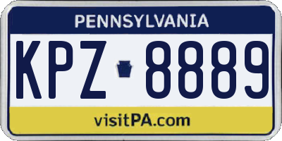 PA license plate KPZ8889