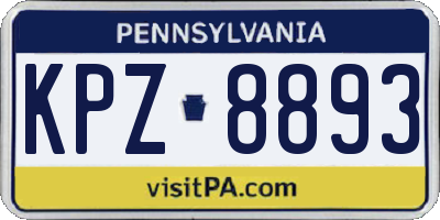 PA license plate KPZ8893