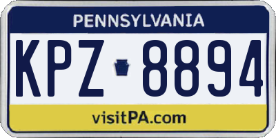PA license plate KPZ8894