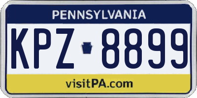 PA license plate KPZ8899