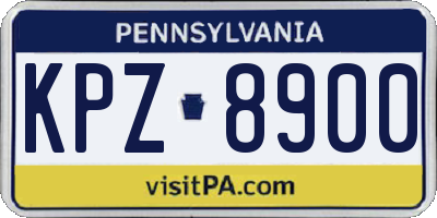 PA license plate KPZ8900