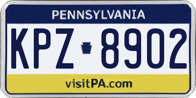 PA license plate KPZ8902