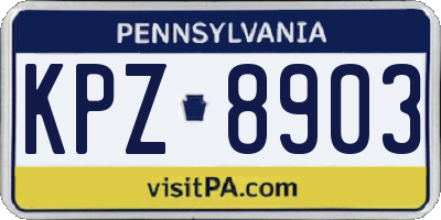 PA license plate KPZ8903