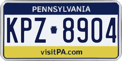 PA license plate KPZ8904