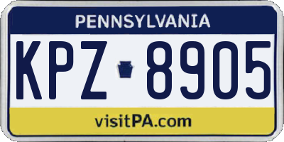 PA license plate KPZ8905