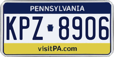PA license plate KPZ8906