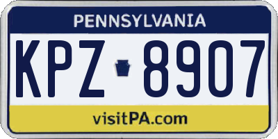 PA license plate KPZ8907