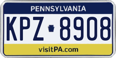 PA license plate KPZ8908