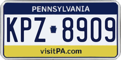 PA license plate KPZ8909