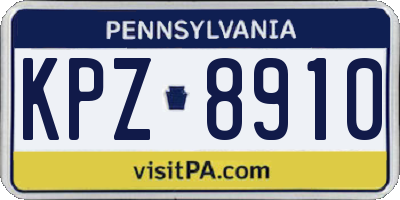 PA license plate KPZ8910